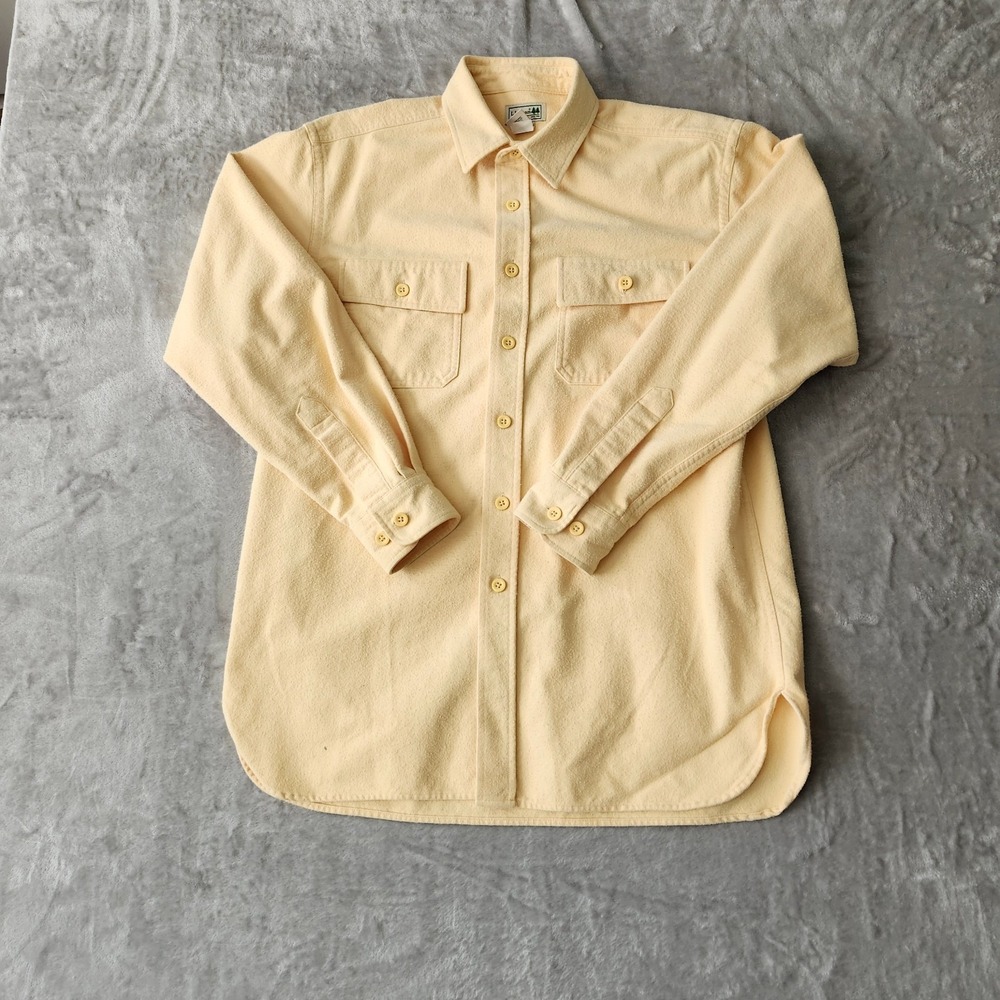 LL Bean Shirt Mens M Yellow‎ Chamois Cloth Long Sleeve Regular Fit Cotton